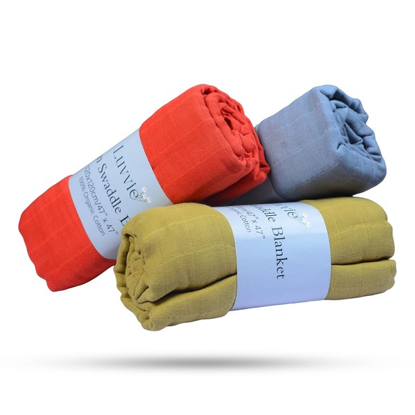 Muslin Swaddle Blankets,100% Organic Cotton Muslin Swaddles,47 x 47 inches,Swaddles