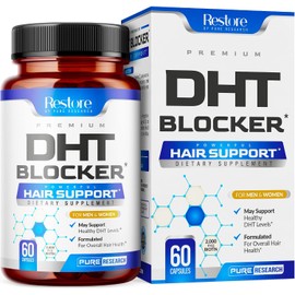 DHT Blocker Suplemento de apoyo para el crecimiento del cabello, palma enana americana + vitaminas para el cabello para mujeres y hombres, apoya el crecimiento saludable del cabello y cabello grueso y