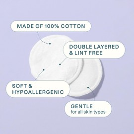 Cliganic Premium Cotton Rounds for Face (300 Count) - Makeup Remover Pads, Hypoallergenic, Lint-Free | 100% Pure Cotton