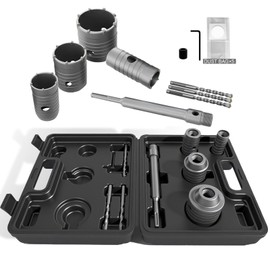 CATITO 11 Piece Set of Concrete Hole Saw (30mm 40mm 50mm 65mm),Concrete Hole Saw Kit for Concrete with SDS Plus Shank Connecting Rod and 5pcs dust Bag, Cement|Brick Stone|Wall.