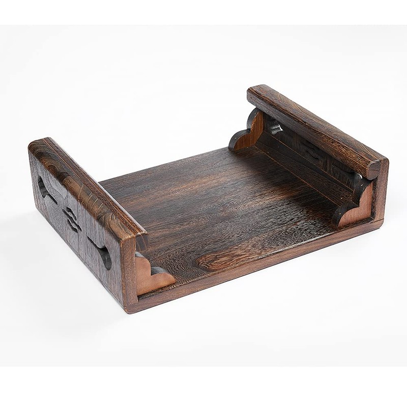 SINOBEST Low Wood Stool, Rectangular Bed Step Stool, Large Surface