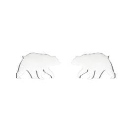 Polar Bear Stud Earrings Stainless Steel Cute Animal Tiny Earrings for Women and Men Jewelry-Silver