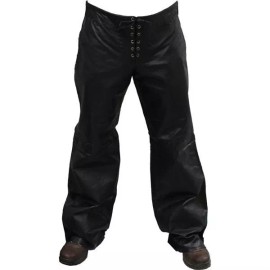 Leather King Women's Lace Up Closure Leather Pants with Stitching Detail Size 16