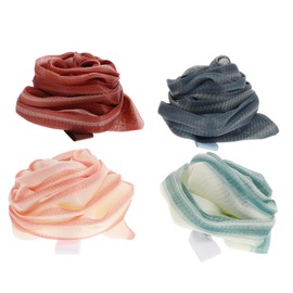 Outanaya 4pcs Soft Exfoliating Shower Scrubber Gentle Bath Loofah for Rich Foaming for Body Cleansing and Back Scrubbing Colors Grey