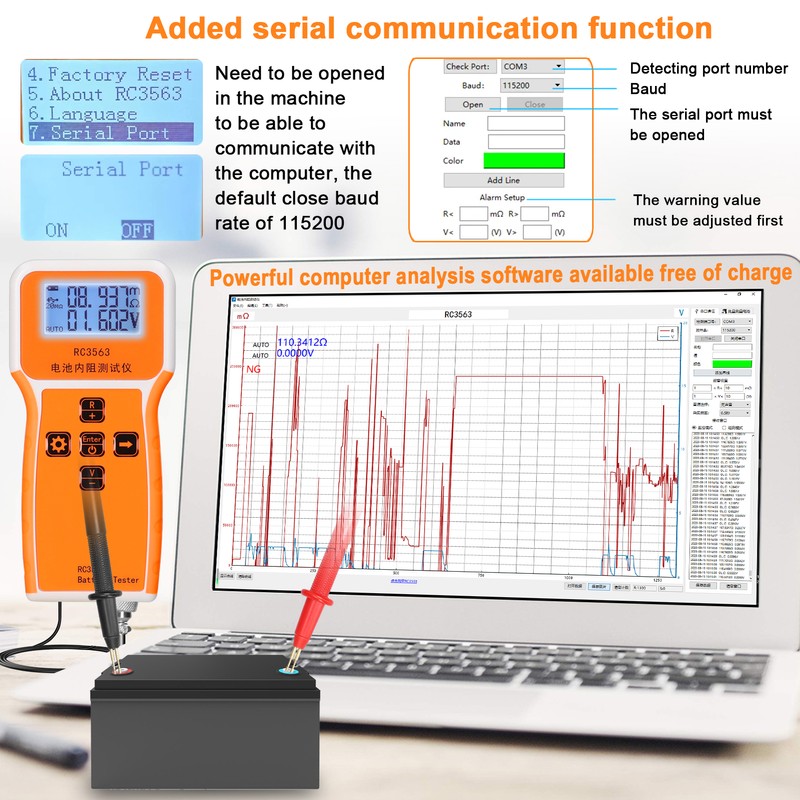 RC3563 200Ω 100V Handheld Portable Battery Internal Resistance Voltage Tester