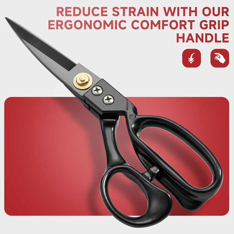 Ergonomic Heavy Duty Fabric Scissors – 9 Inch Carbon Steel