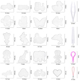 Zocipro Pack of 20 Ironing Beads Plates, Templates for Beads for Crafts, Pegboards for Beads with Ironing Paper Accessories, 20 Patterns Craft for Children, Gift Boys Girls