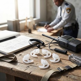 Tapones para los oídos de silicona suaves y cómodos (5 pares) para auriculares de walkie-talkie. Tapones universales con tubo de aire. Incluye 5 pares