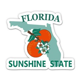 Florida Sunshine State License Plate Style - 5" Vinyl Sticker - for Car Laptop I-Pad - Waterproof Decal