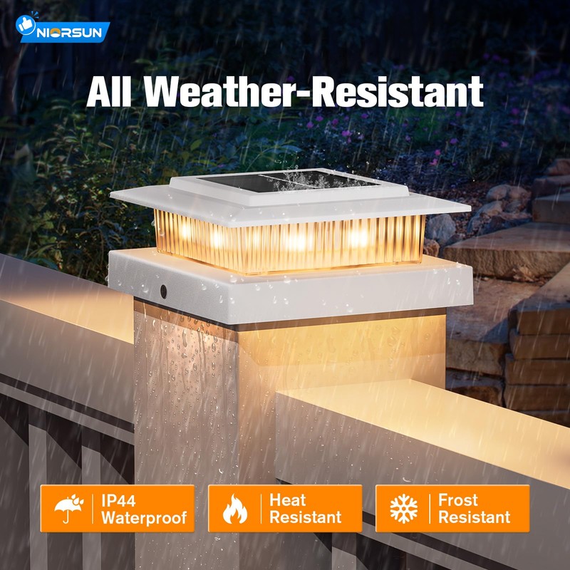 NIORSUN Solar Post Cap Lights Outdoor Waterproof, 4x4 Post Solar