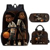 ZUXONGSY African Boys Backpack with Lunch Box Afro Magic Bookbag