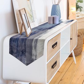 Blue and Grey Abstract Modern Art Table Runner 13x108 Inch, Farmhouse Style Linen for Home Kitchen Dining Holiday Wedding Party Decoration