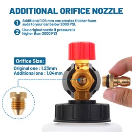 DUSICHIN Foam Cannon Soap Cannon for Pressure Washer Foam Gun Soap Sprayer 4000 PSI Wide Neck Snow Foam Gun Adjustable Nozzle Car Washer with 1L Container Additional Orifice Nozzle 1.04mm DUS2401