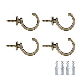 DeSS 4 Pack Curtain Holdbacks Curtain Tiebacks Hooks Wall Mounted Curtain Hooks for Window Drapery/Clothes/Coat/Hat/Towel (Antique Bronze)