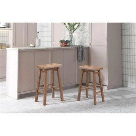 Boraam Sonoma Backless Saddle Bar Height Stools - Barnwood Wire-Brush - Set of 2