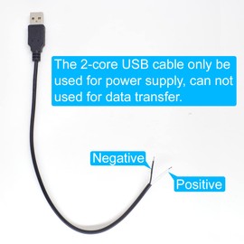 Short Charging USB 2 Wire Pigtail Cable (4 Pack 12 Inch) 30cm 22AWG 3A Black USB Male Power Cable Plug Cord