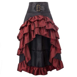 Women's Steampunk Gothic Black Lace Long Skirts