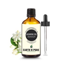 Earth N Pure Jasmine Essential Oil 100% Natural and Therapeutic Grade Undiluted for Aromatherapy Flawless Skin Soap Making Massage Improve Hair Growth Relaxation with Glass Dropper -100ML