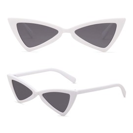 boqopod Clout Triangle Sunglasses Goggles Vintage Cateye Mod Style Retro Kurt Cobain Butterfly Glasses - White