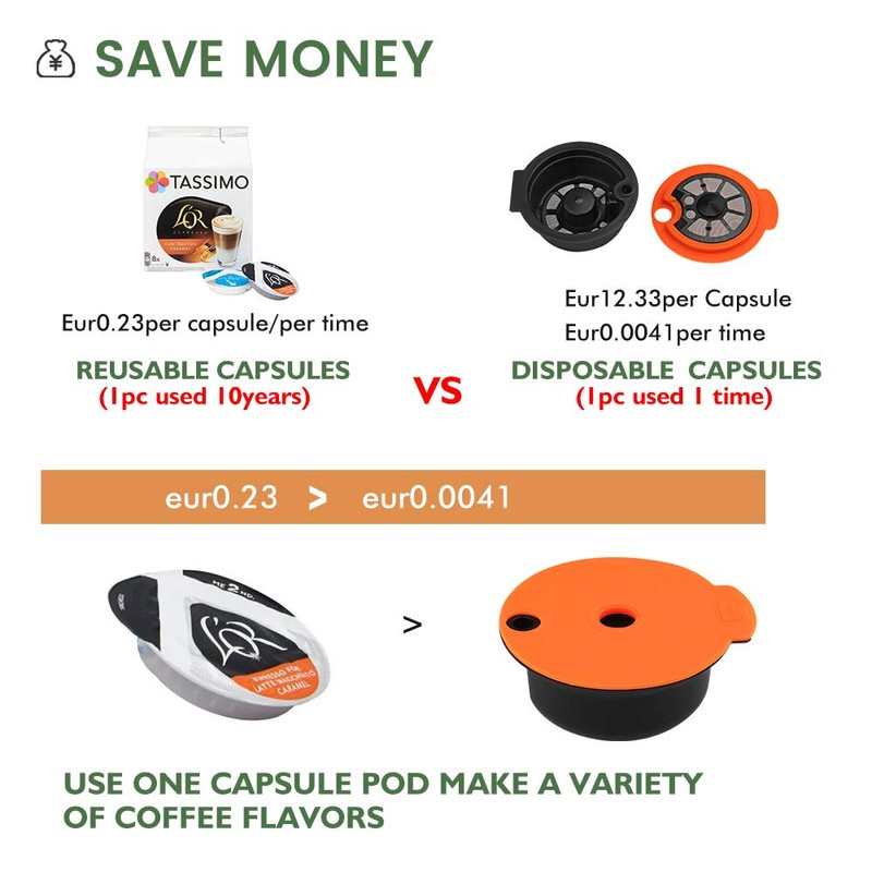 i Cafilas Refillable Coffee Capsule for Tassimo Bosch, Reusable Refill