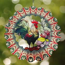Eandisom Rooster Metal Wind Spinners - Gifts for Women Mom Grandma Wife, 12 inch 3D Indoor Outdoor Garden Decoration Crafts Cock Wind Spinner, Unique Outdoor Ornament-Suitable As a Creative Gift