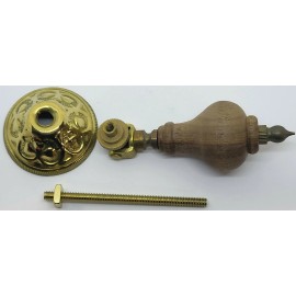 Eastlake East Lake Single Post Pendant Pull Victorian drop teardrop brass walnut wood  - Small, Polished Brass/Walnut