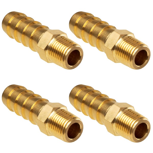 JUWO Brass Hose Barb Fitting, 5/16" Barb x 1/8" NPT