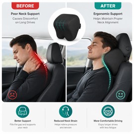 Car Neck Pillow for Driving – Memory Foam Headrest Support for Long Trips & Daily Commutes