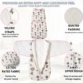 Teruko Baby Swaddle Blanket 2.5 Tog (UK Company) Toddler Swaddle 2.5 Tog 0-6 Months Newborn Swaddle Sleeping Bag Newborn Gifts (Blissful Bunnies, 0-6 Months)