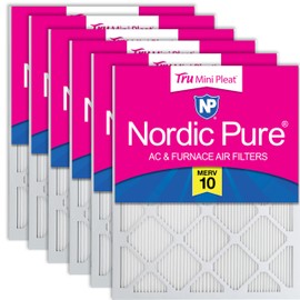 Nordic Pure 10x20x1 (Actual Size: 9 1/2 x 19 1/2 x 3/4) Tru Mini Pleat MERV 10 AC Furnace Air Filters – 2.5X More Media for Longer-Lasting, High-Efficiency Filtration - 6 Pack