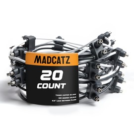 MADCATZ 20 Counts 18AWG Double Male Bullet Plug 2-Prong Continuous Wire Harness Roll - 6 Inch Lead Between Plugs, Side Marker Lights, Truck, Trailer, RVs
