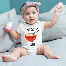 listery Funny Baby Clothes Miso Cute Bodysuit Miso Cute Infant Baby Anime Newborn Unisex Romper 24M