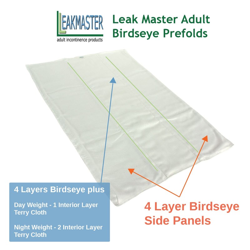 LeakMaster Adult Prefold Cloth Diapers Birdseye Weave - 100% Cotton