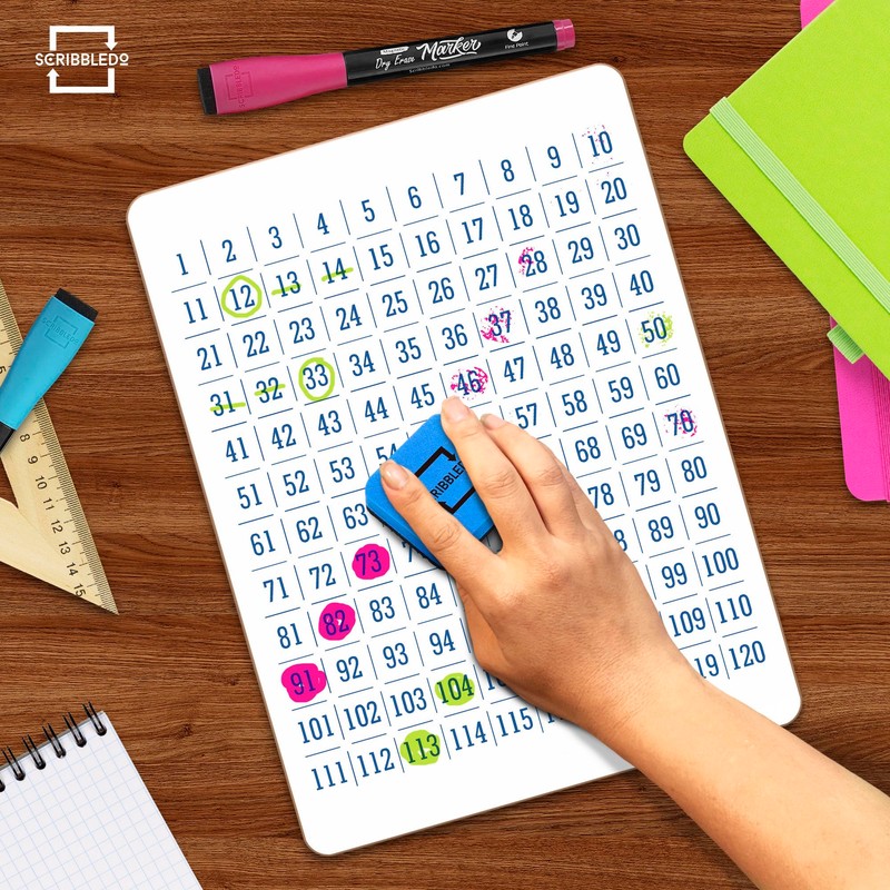 SCRIBBLEDO Dry Erase Number Chart 9”x12” White Board Teacher Student