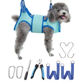 Kkiimatt Dog Grooming Hammock, XS Size Hanging Harness Holder for Nail Clipping,Nail Trimming Hammock for Pet, Grooming Sling Hanger with Thick Fabric Neck Support Wide Strap Restraint