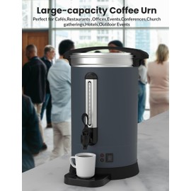 100 Cup Commercial Coffee Urn-14l Large Capacity Stainless Steel Coffee Maker, Fast Brew/Rapid Extraction with Automatic Temperature Control&Faucet, Food-Grade 304 Hot Coffe (80 Cup/12 L-Gray-2)