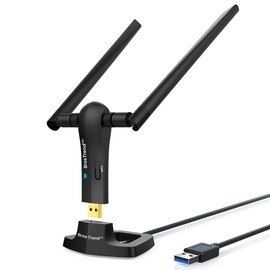 BrosTrend 1200Mbps Adaptador WiFi USB para PC, Antena WiFi USB Largo Alcance Compatible Windows 11/10/8.1/8/7, Doble Banda 5GHz (867Mbps) y 2GHz (300Mbps), Antena Wi-Fi Externa Ajustable, USB3.0