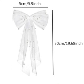 RUITASA1 Pcs Bridal Hair Bow Veil Bachelorette Party Pearl Clip for Wedding Bridal Shower Gift, Bridesma Large