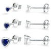 Sterling Silver Small Stud Earrings for Women Men, 3 Pairs