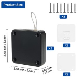 Rairsky 2pcs Automatic Door Closer with Drawstring for Interior Door, Black Punch-Free Automatic Sensor Door Closer, Multifunctional Door Closing Mechanism with Closer 47.2" Retractable Cable Lock