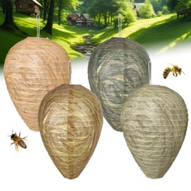 4 Pack Paper Fake Wasp Nest Hanging Lanterns for Wasps Hornets Yellow Jackets Home Garden Yard Outdoors