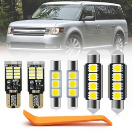 17pcs White Interior LED Lights Bulbs Kit for Ford Flex 2009 2010 2011 2012 2013 2014 2015 2016 2017 2018 2019 Map Dome Trunk License Plate Lights Interior Light Bulbs + Install Tool