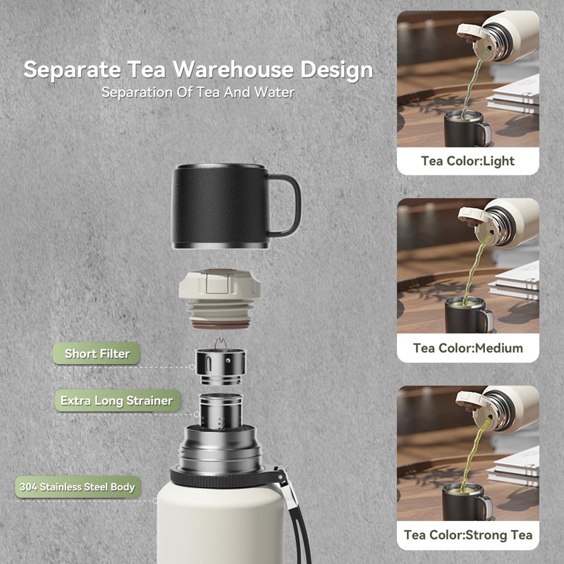 XUDREZ Stainless Steel Thermos Flask with Layer Filter, Thermos Flask
