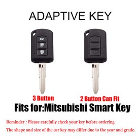 HIBEYO Funda para llave de Mitsubishi Eclipse Cross Outlander Sport Mirage G4 Lancer 2016-2021 para Mitsubishi Accesorios con llaveros Smart Remote Auto Key-Gris