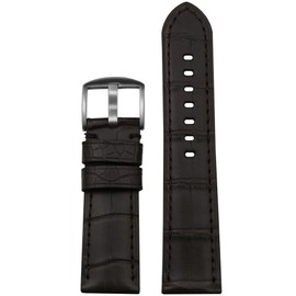 24mm Brown Genuine Louisiana Alligator Watch Band with Match Stitching and Matte Finish 125x75
