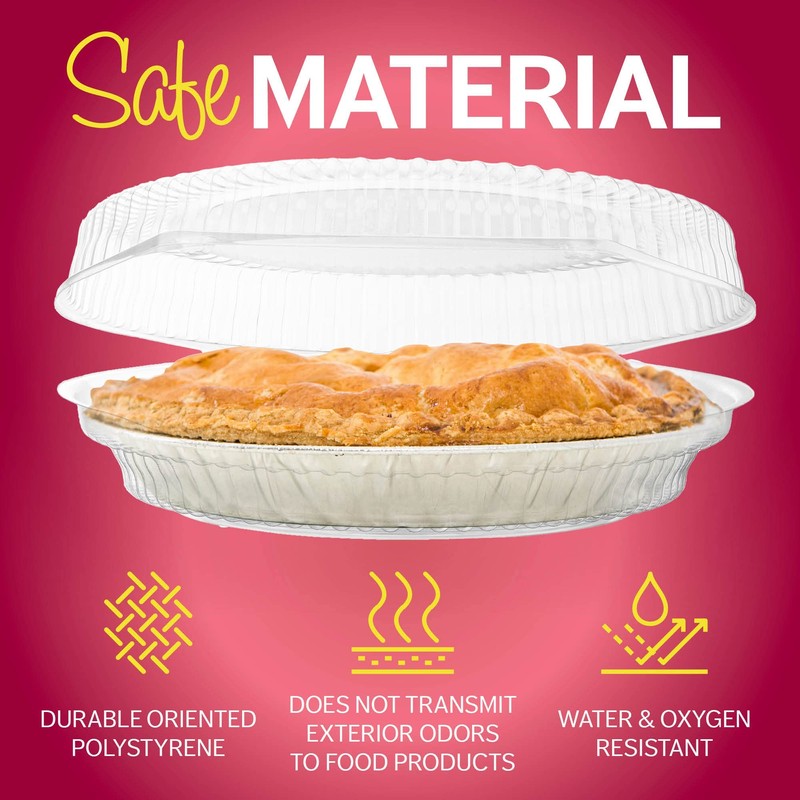 Supellectilem 9" Plastic Disposable Pie Containers with Hinged Locking Lids