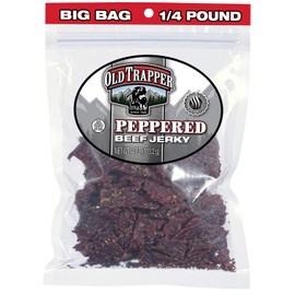 Old Trapper Peppered Beef Jerky | Traditional Style Real Wood Smoked Beef Jerky | Healthy Snacks Made from 100% Top Round Steaks | 4 Ounce (Pack of 8)