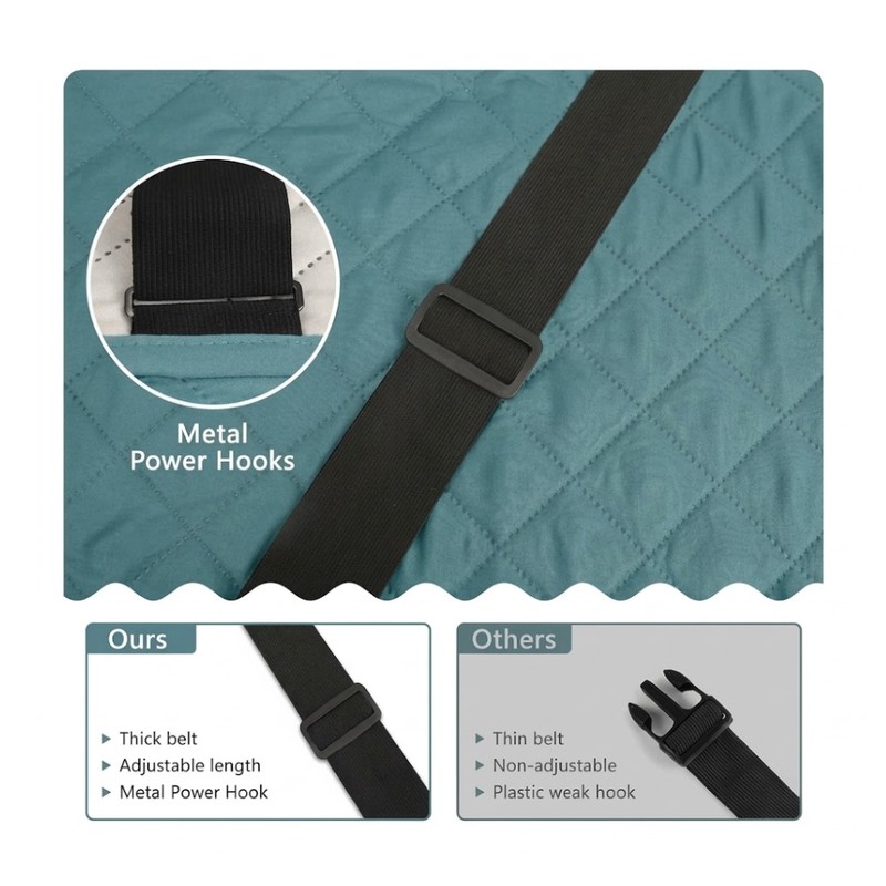 Gray Quilted Recliner Cover with Polyester Fabric, Side Storage Pocket
