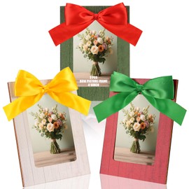 ZhowHoHo 3 Pcs Bow Picture Frame 4x6 Wooden Photo Postcard Frames 3D Bow Gift Box Photo Frame Perfect for Home Table Tabletop Display Party Decorations Gifts
