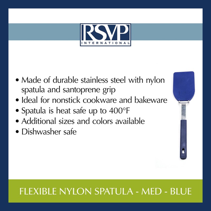 RSVP International Kitchen Tool Collection Flexible Nylon Spatula, Stainless Steel